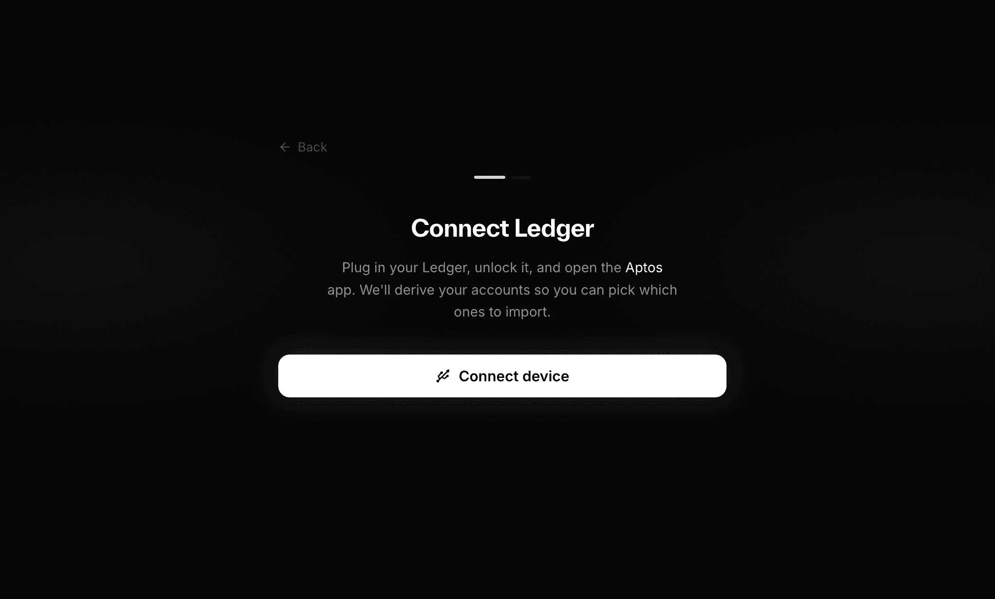 Connect Ledger screen with Connect device button