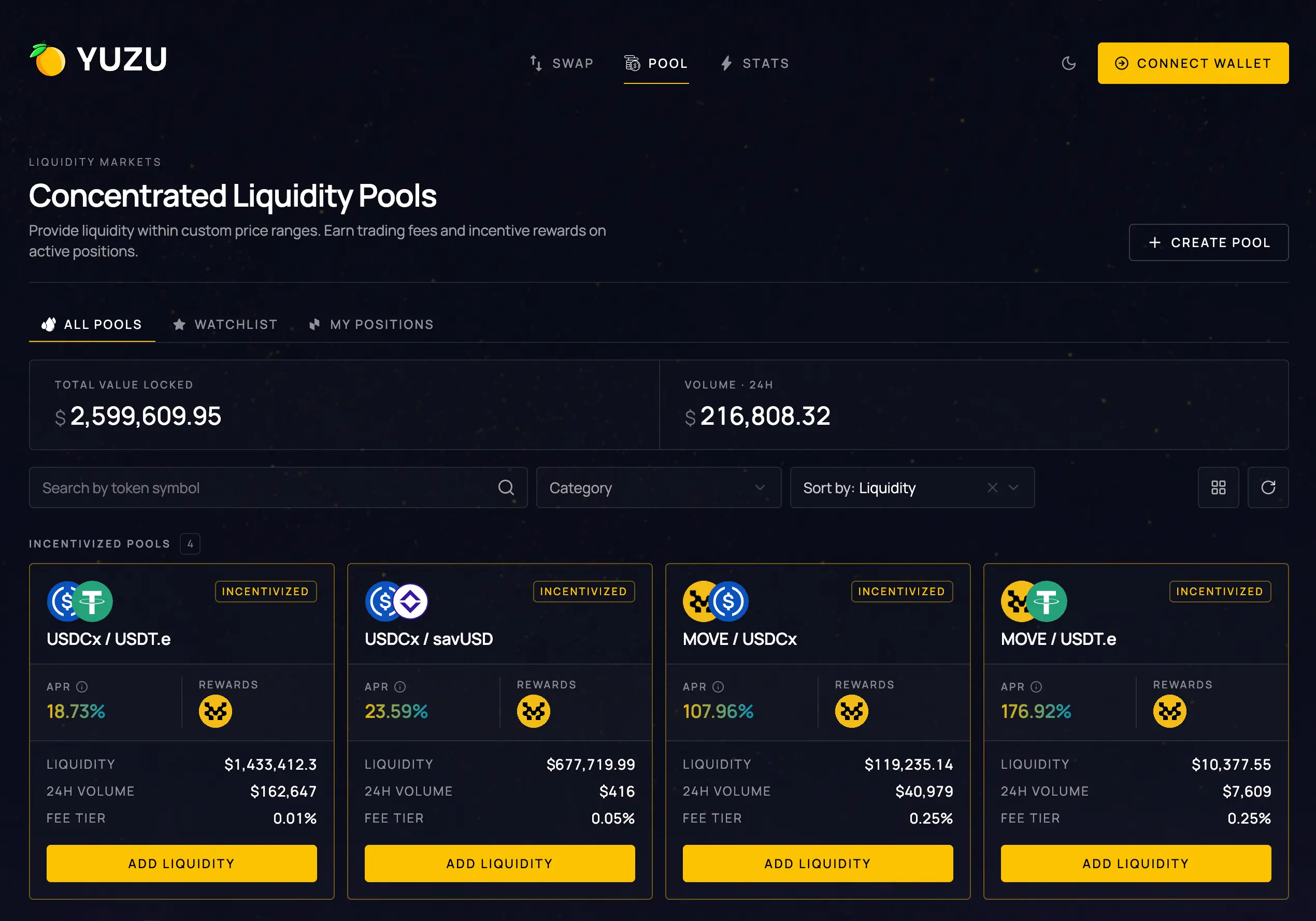 Decentralized exchange swap interface